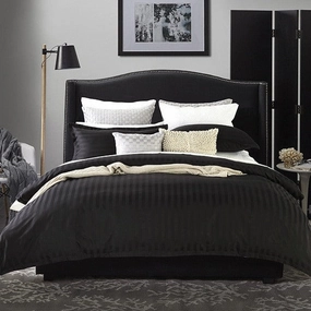 500TC Hotel Stripe Granite Quilt Cover Set by Logan & Mason