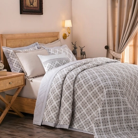 8PC Quilt/Quilted Bed Cover Set Exotic Heritage Finest Retro Neutral