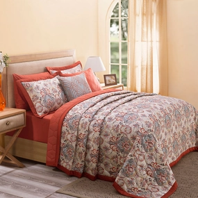 8PC Quilt/Quilted Bed Cover Set Red Nouveau Tradition Lawn Rerun