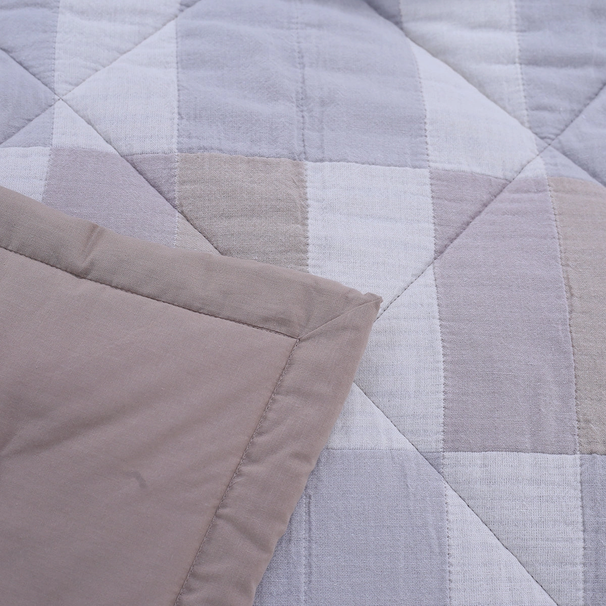 9PC Quilt/Quilted Bed Cover Set Rurban Grandoise Triple Color Neutral