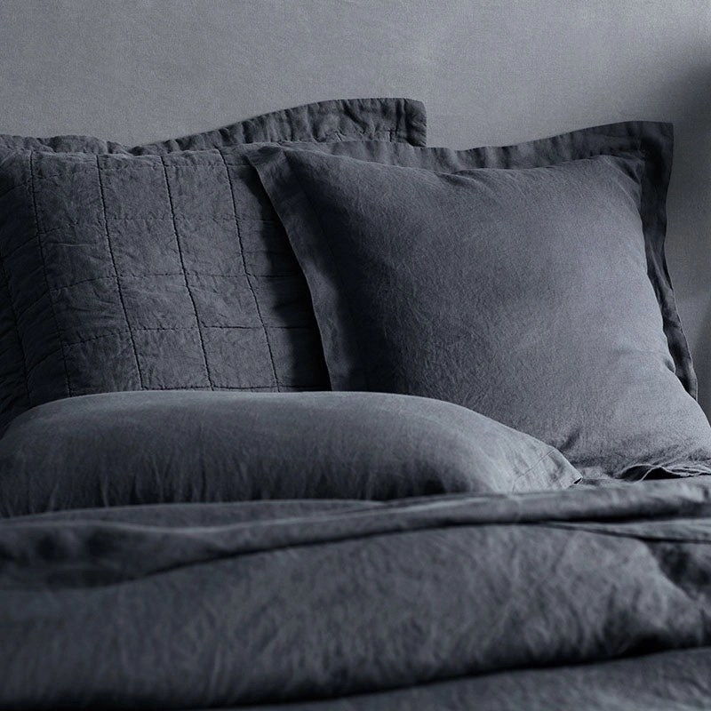 Abbotson Carbon Linen Quilted European Pillowsham by Sheridan