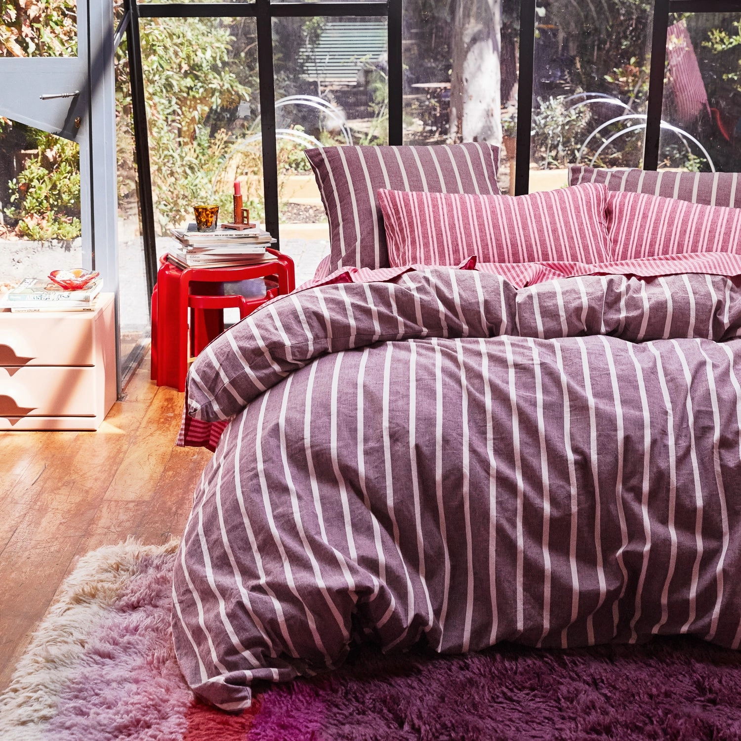 Abrielle Cotton Quilt Cover - Mahogany