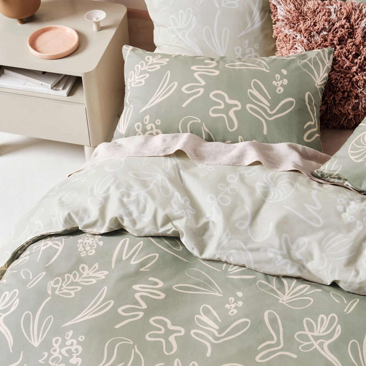 Adley Eucalyptus Quilt Cover Set by Linen House