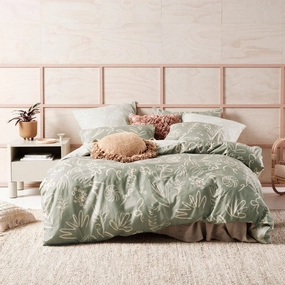 Adley Eucalyptus Quilt Cover Set by Linen House