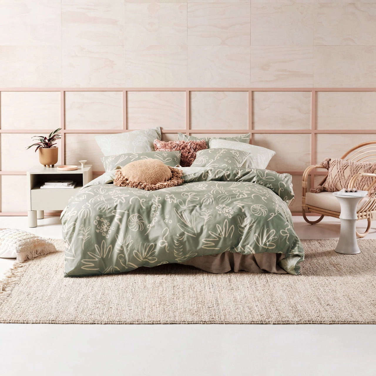 Adley Eucalyptus Quilt Cover Set by Linen House