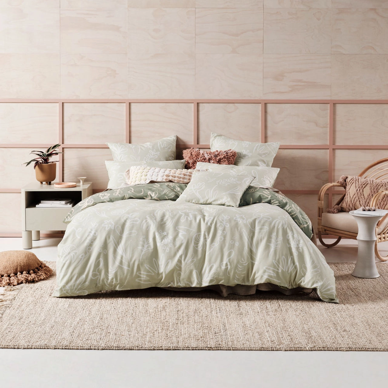 Adley Eucalyptus Quilt Cover Set by Linen House