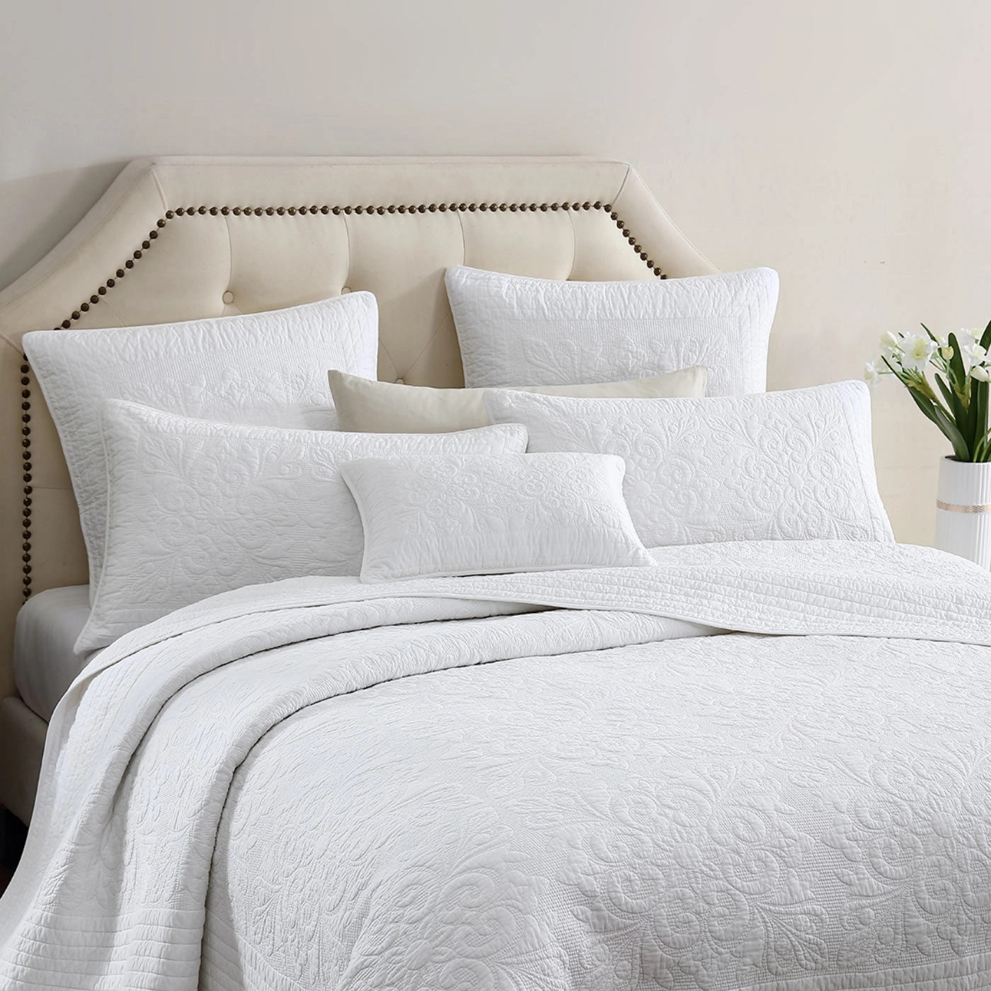 Aerin Ivory Bedspread Queen/ King Size by Private Collection