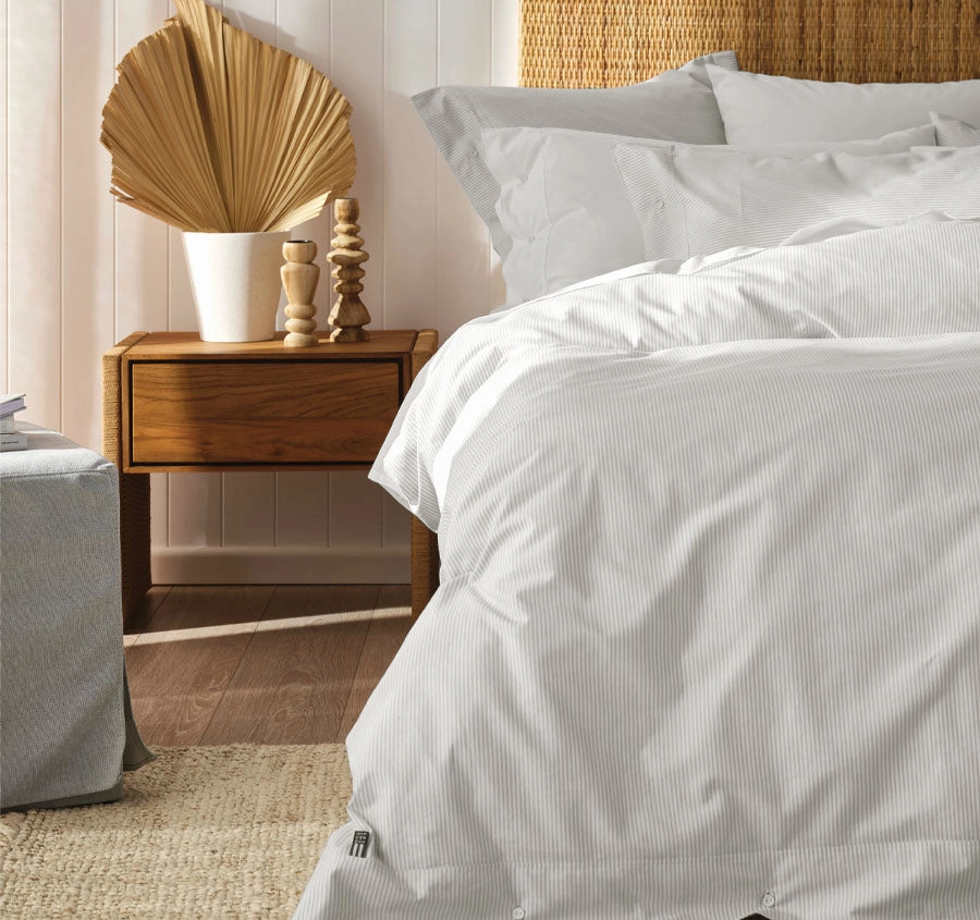 American Pin Point Oxford Quilt Cover Set Range Grey and White