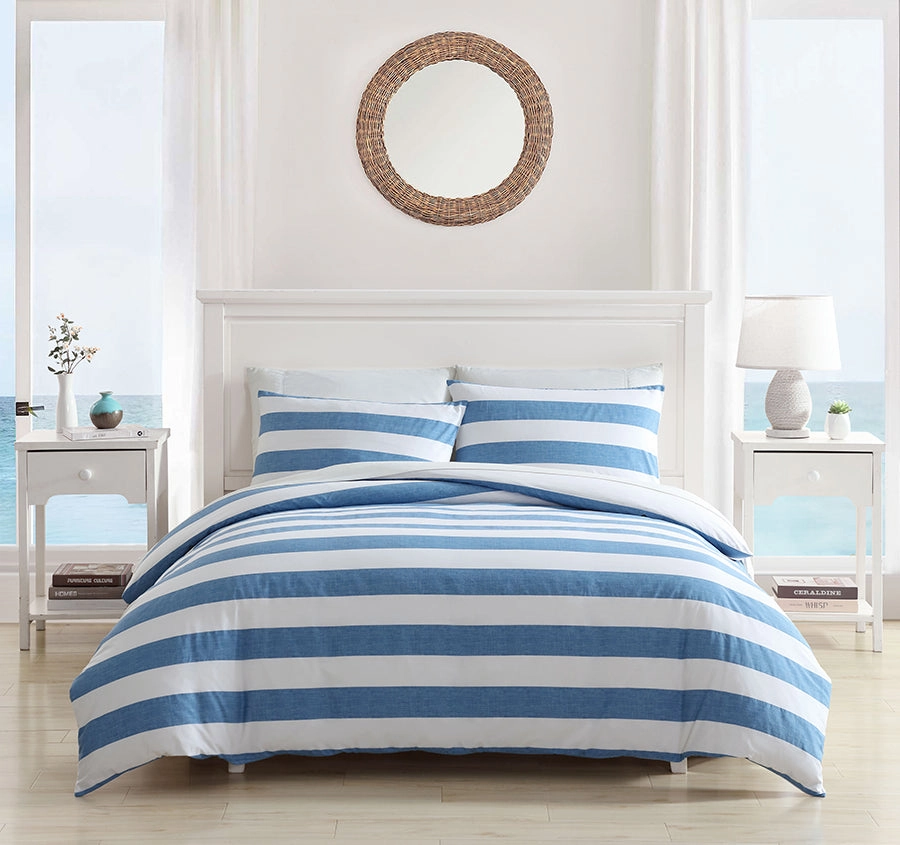 Awning Stripe Quilt Cover Set Range Blue