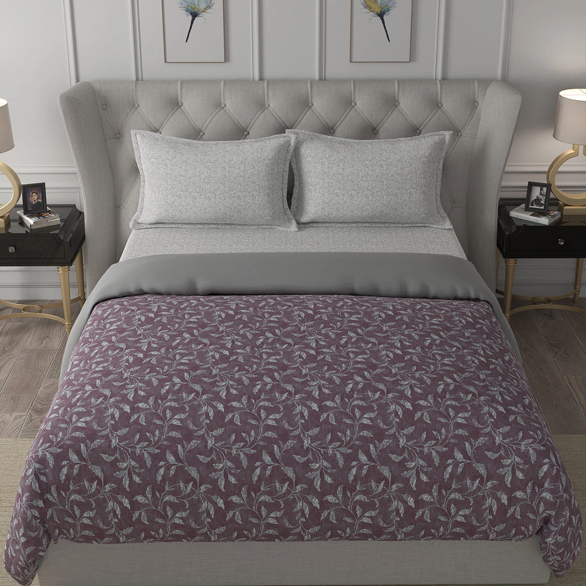 Backyard Patio Rustic Leaf Summer AC Quilt/Quilted Bed Cover/Comforter Red