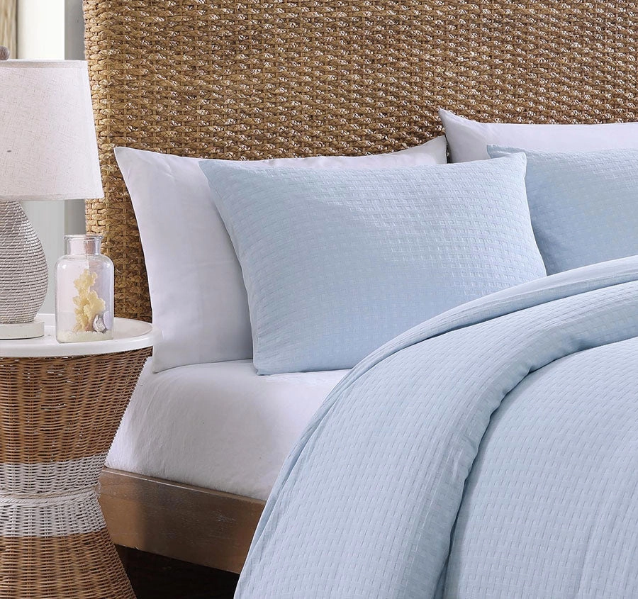 Basket Weave Quilt Cover Set Range Blue