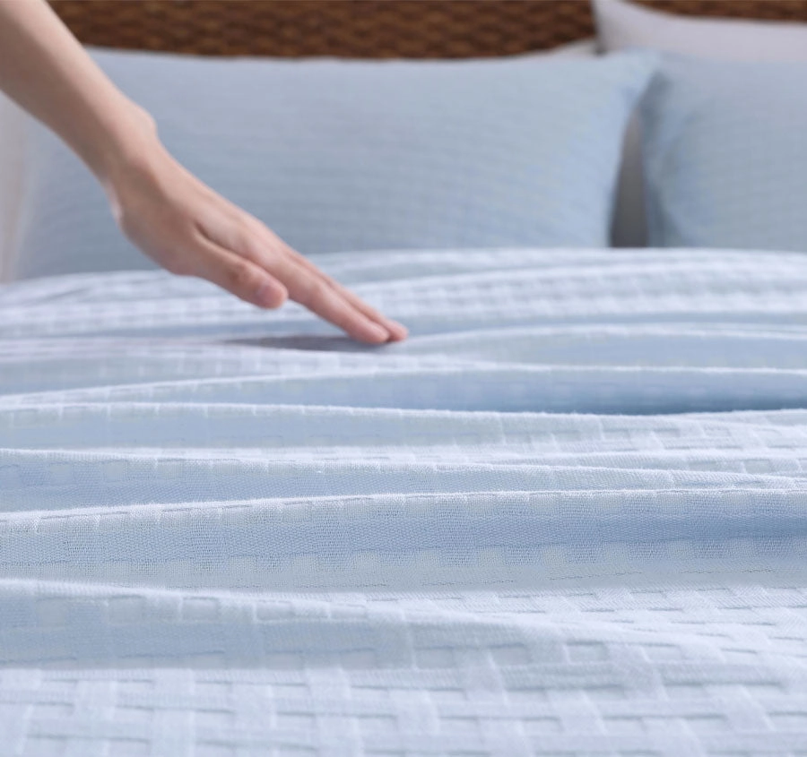 Basket Weave Quilt Cover Set Range Blue