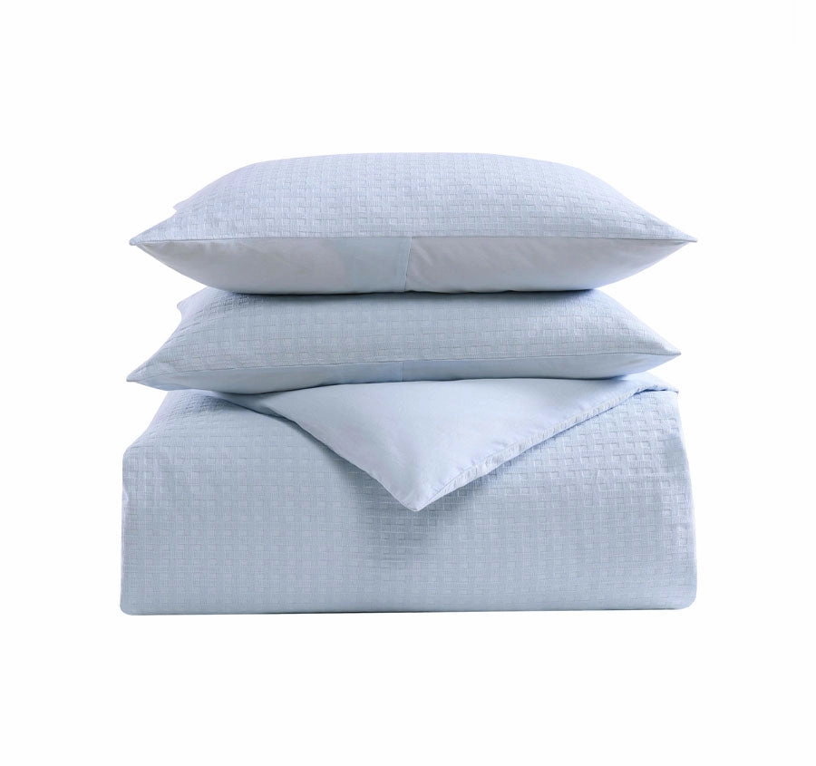 Basket Weave Quilt Cover Set Range Blue
