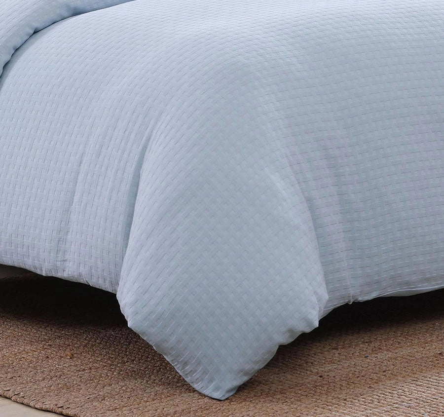 Basket Weave Quilt Cover Set Range Blue