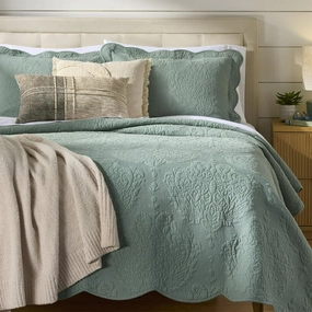 Better Homes & Gardens BH8444409622-02 Paisley Medallion Cotton Quilt, King, Green