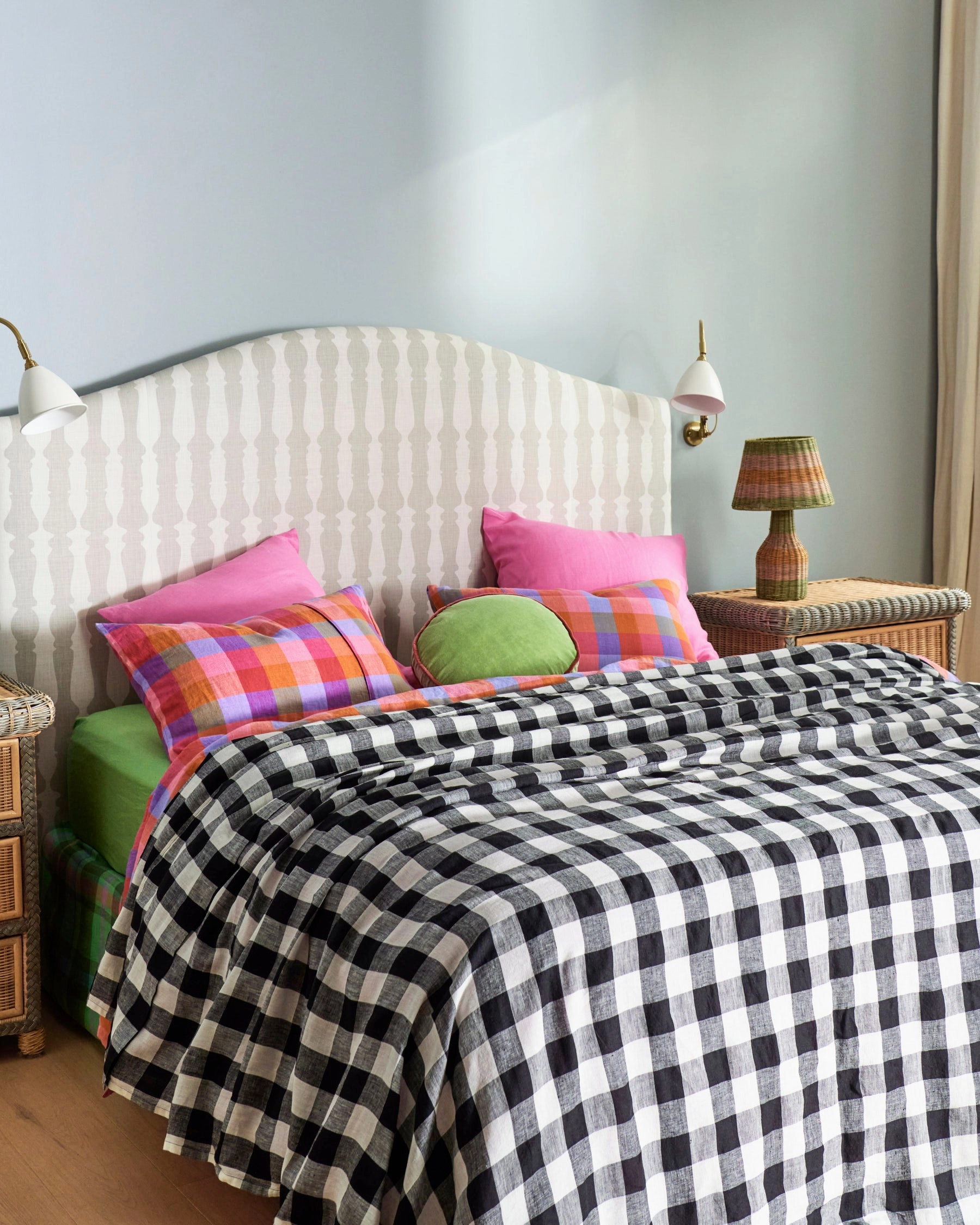 Black & White Gingham Linen Quilt Cover (US)