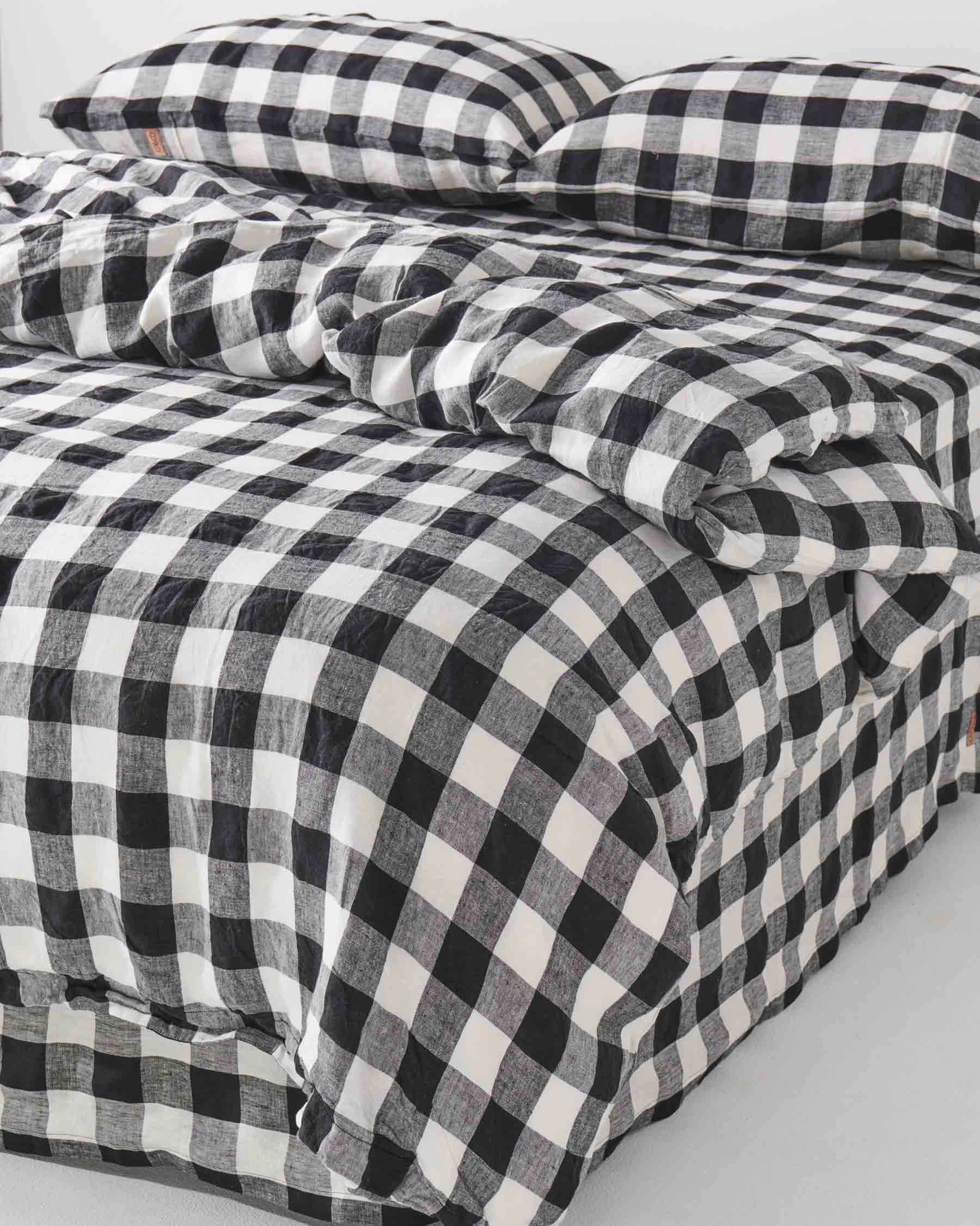 Black & White Gingham Linen Quilt Cover (US)
