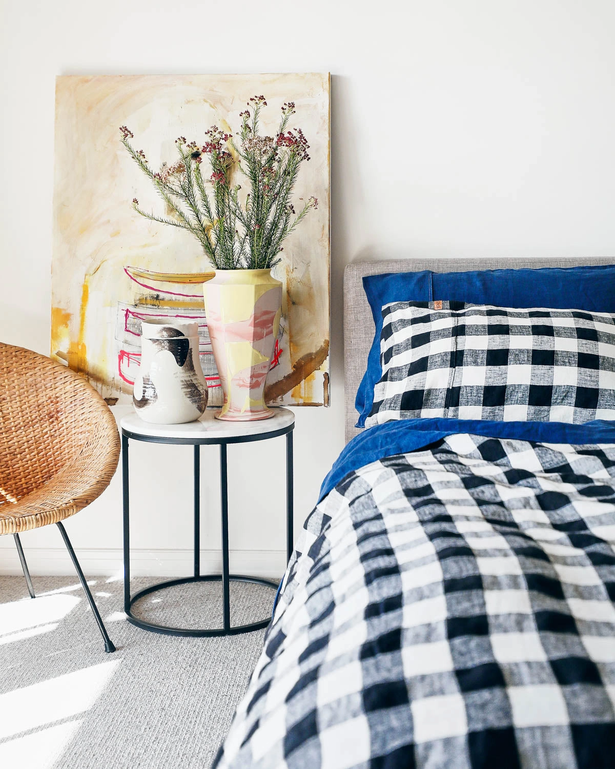 Black & White Gingham Linen Quilt Cover (US)