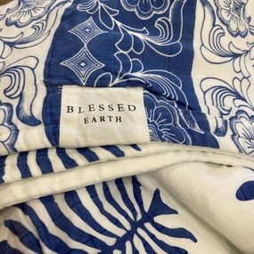 Blanket - sky and Navy paisley