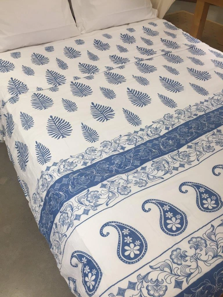 Blanket - sky and Navy paisley