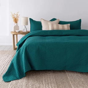 Botanica Teal Coverlet Set By Bambury