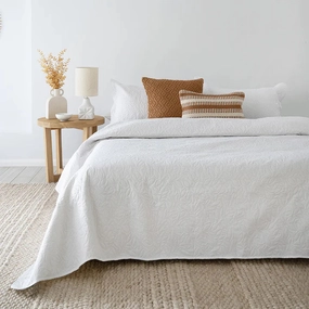 Botanica White Coverlet Set By Bambury