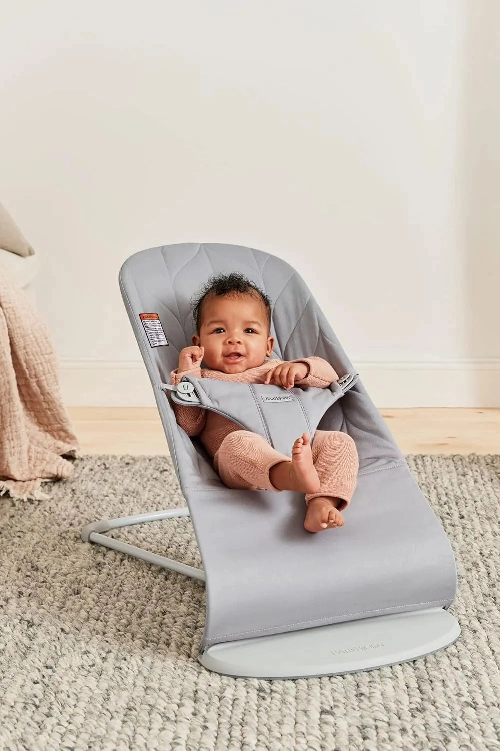 Bouncer Bliss Light Gray Woven Petal Quilt