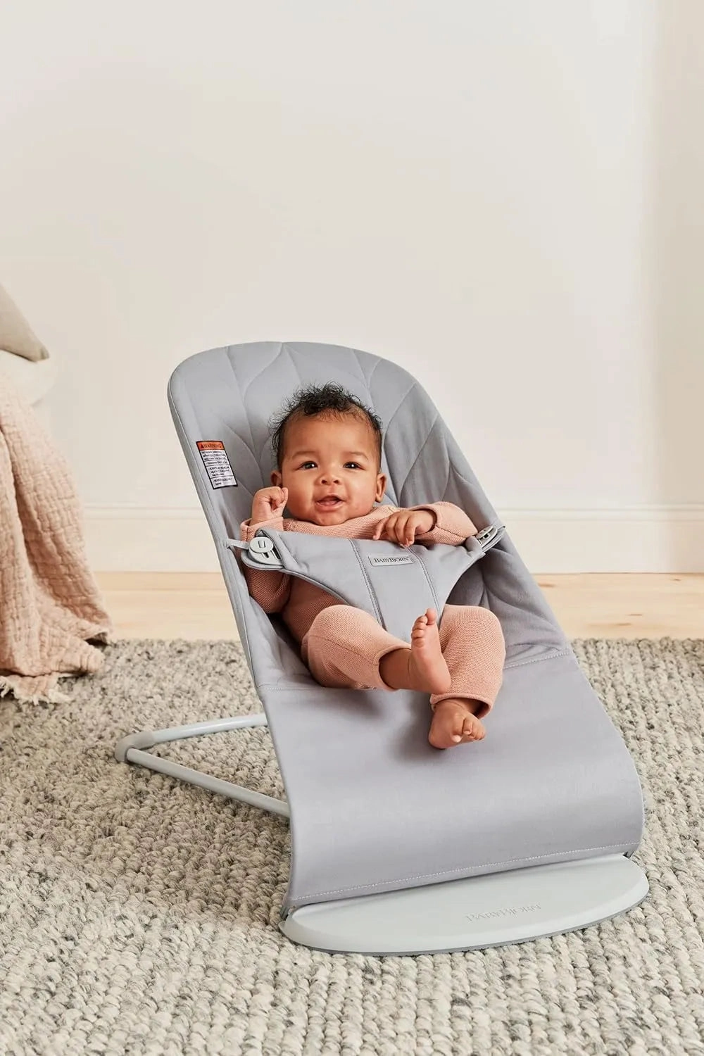 Bouncer Bliss Light Gray Woven Petal Quilt