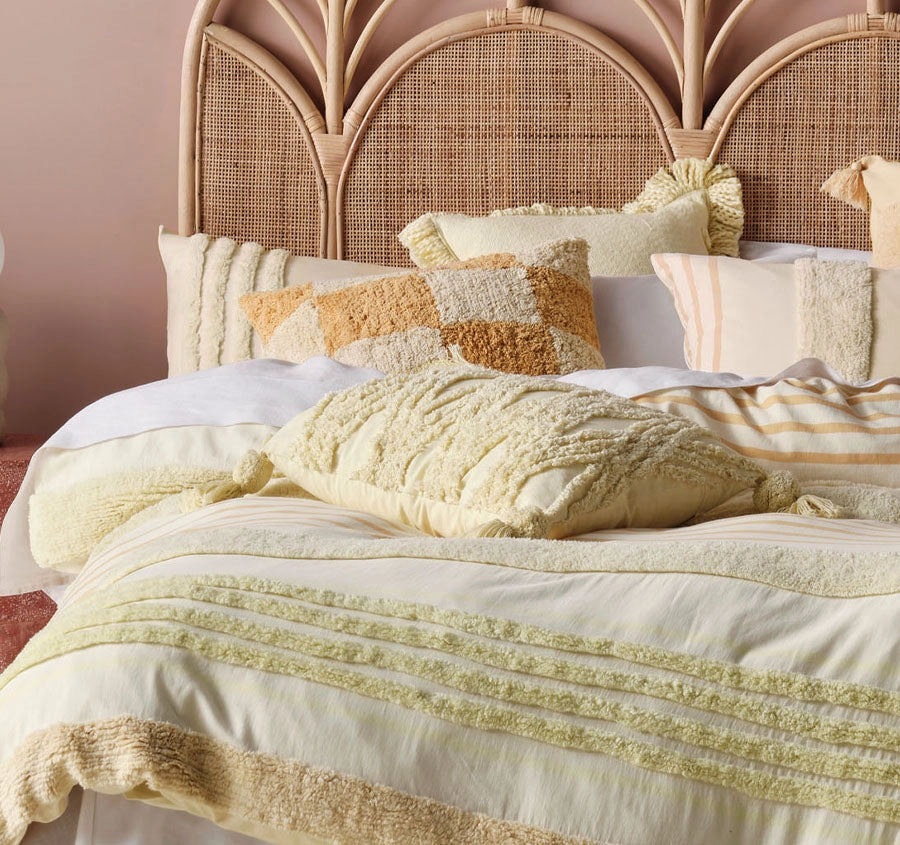 Briony Quilt Cover Set Range Lemon