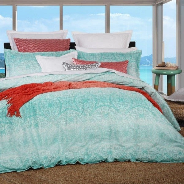 Byron Aqua European Pillowcases Pair by Logan & Mason
