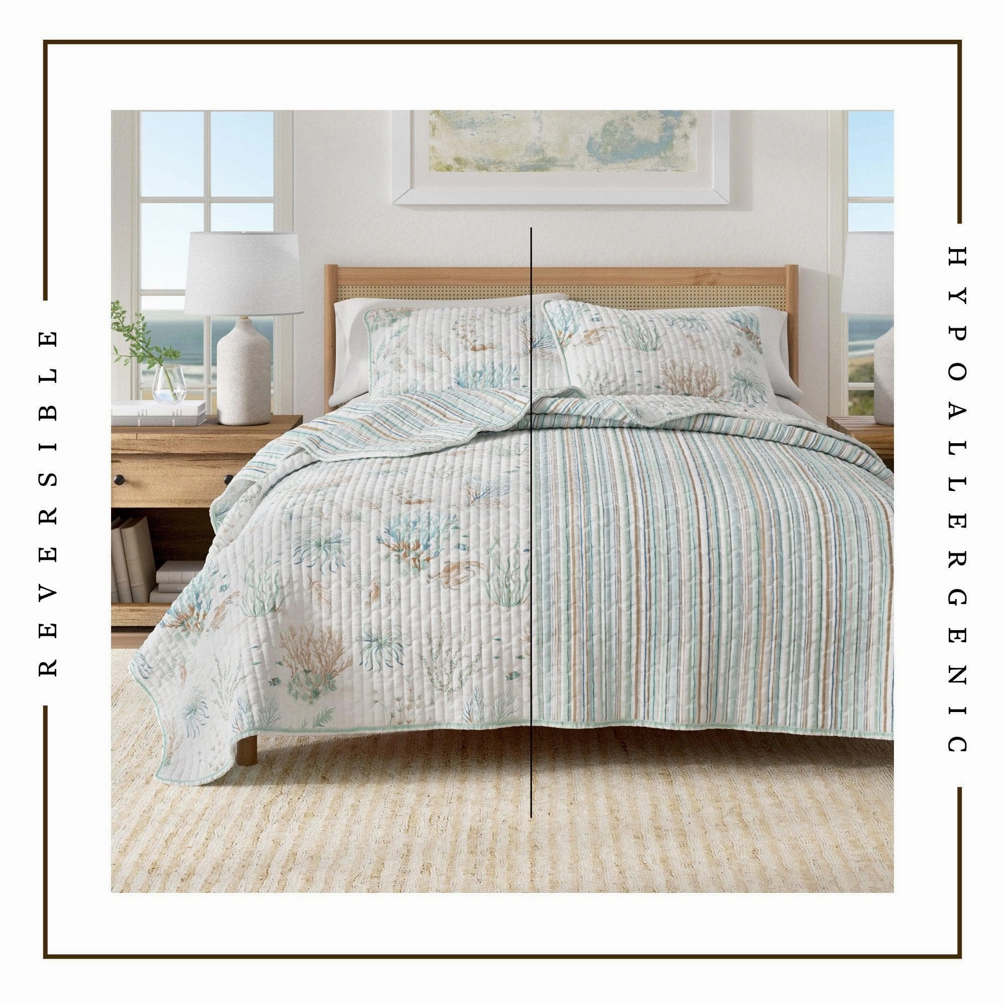 Coastal Printed Cotton Quilt Set - Santa Barbara Collection