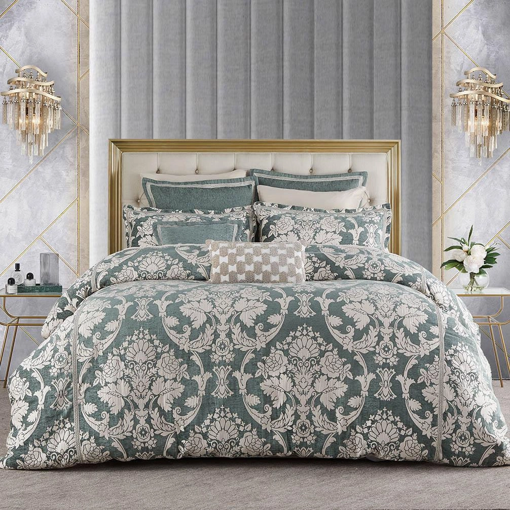 Coronet Sage Square Filled Cushoin By Davinci