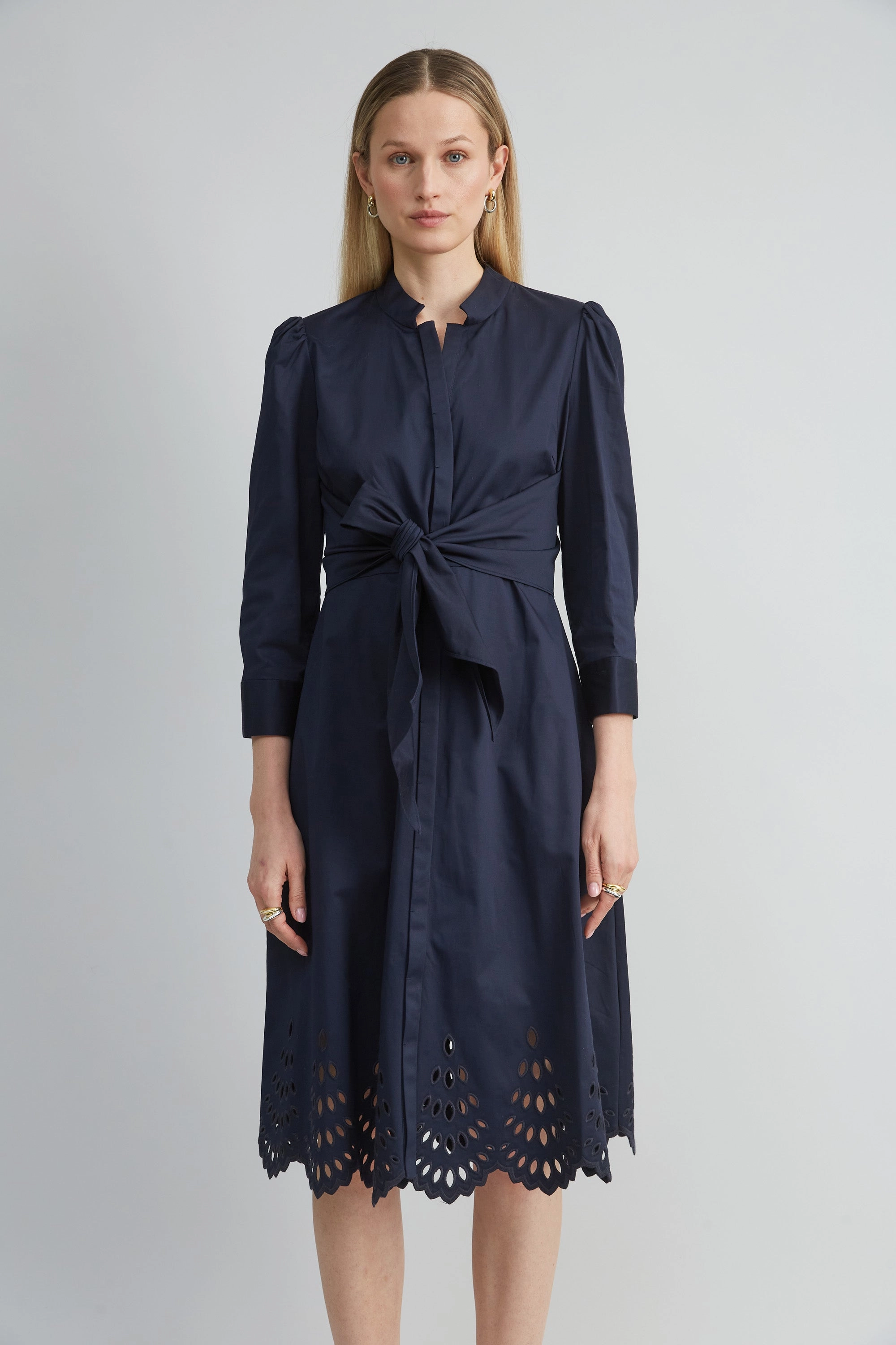 Cotton Tie Embroidered Dress