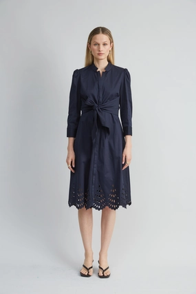 Cotton Tie Embroidered Dress