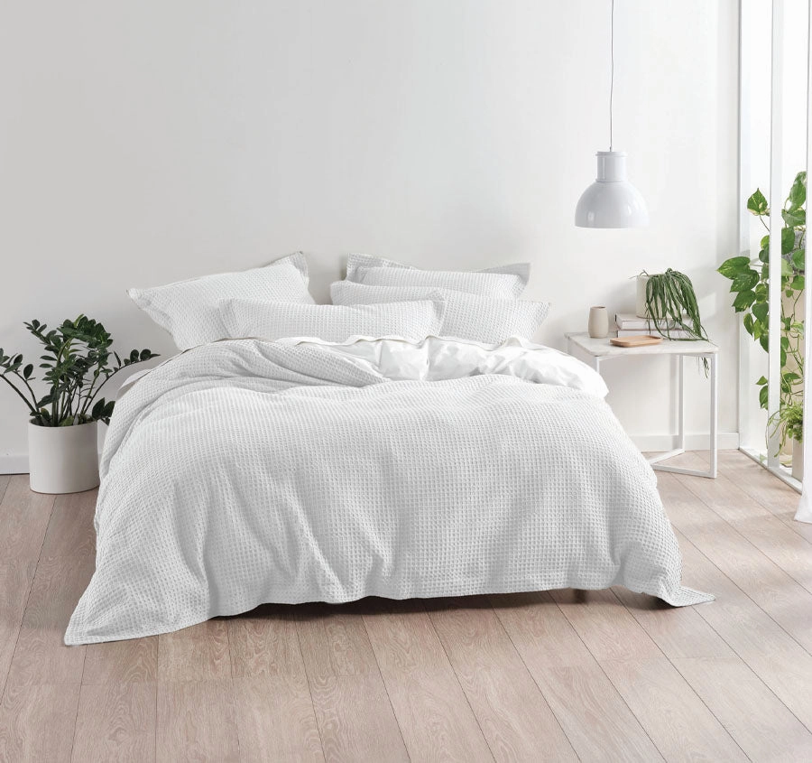 Deluxe Waffle Quilt Cover Set Range White