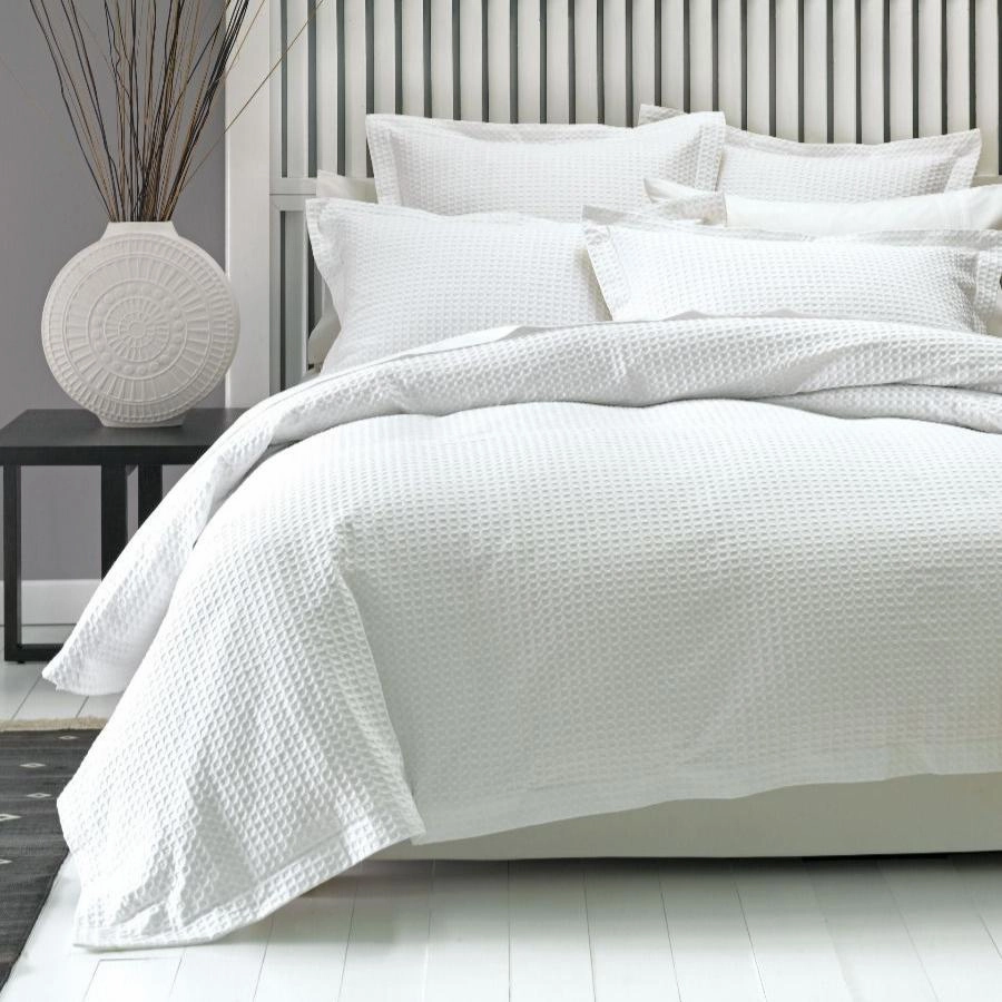 Deluxe Waffle White Quilt Cover Set by Linen House