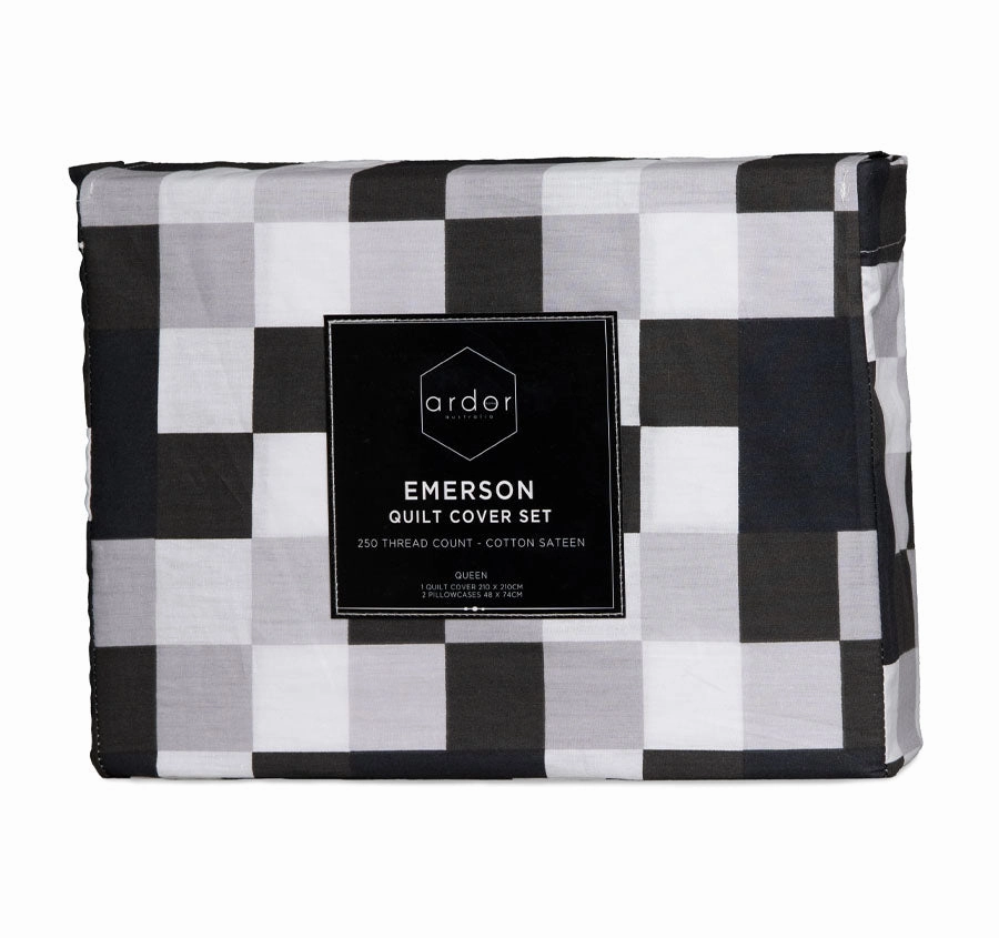 Emerson Quilt Cover Set Range Black
