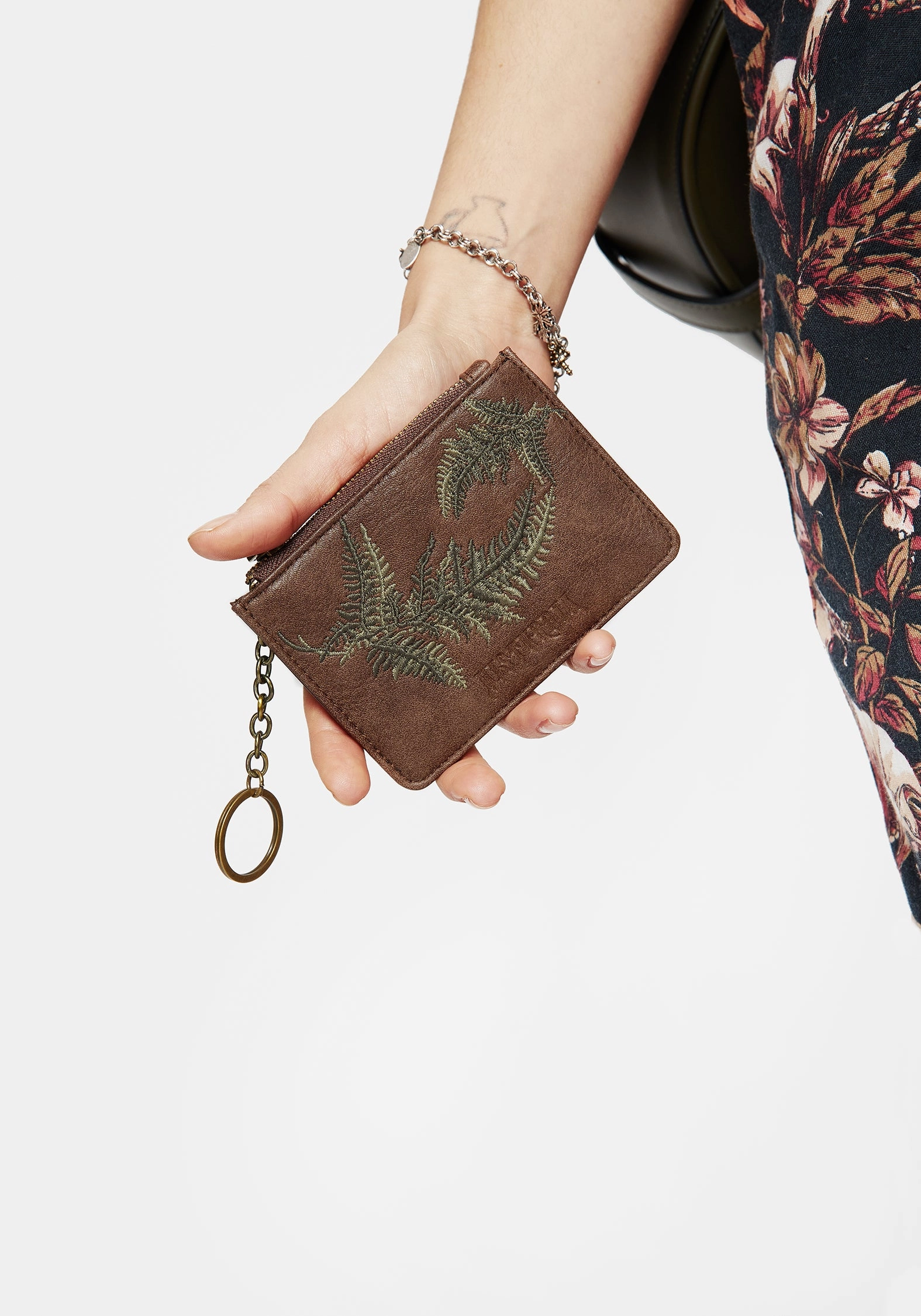 Fern Embroidered Card Holder