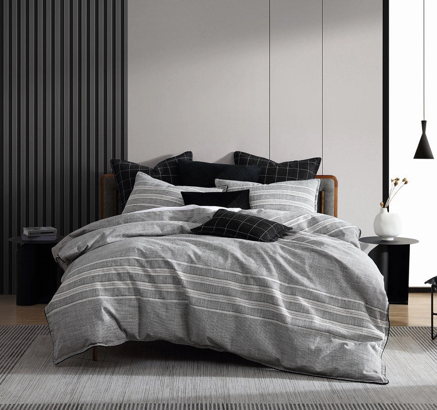 Fitzgerald Quilt Cover Set Range Coal