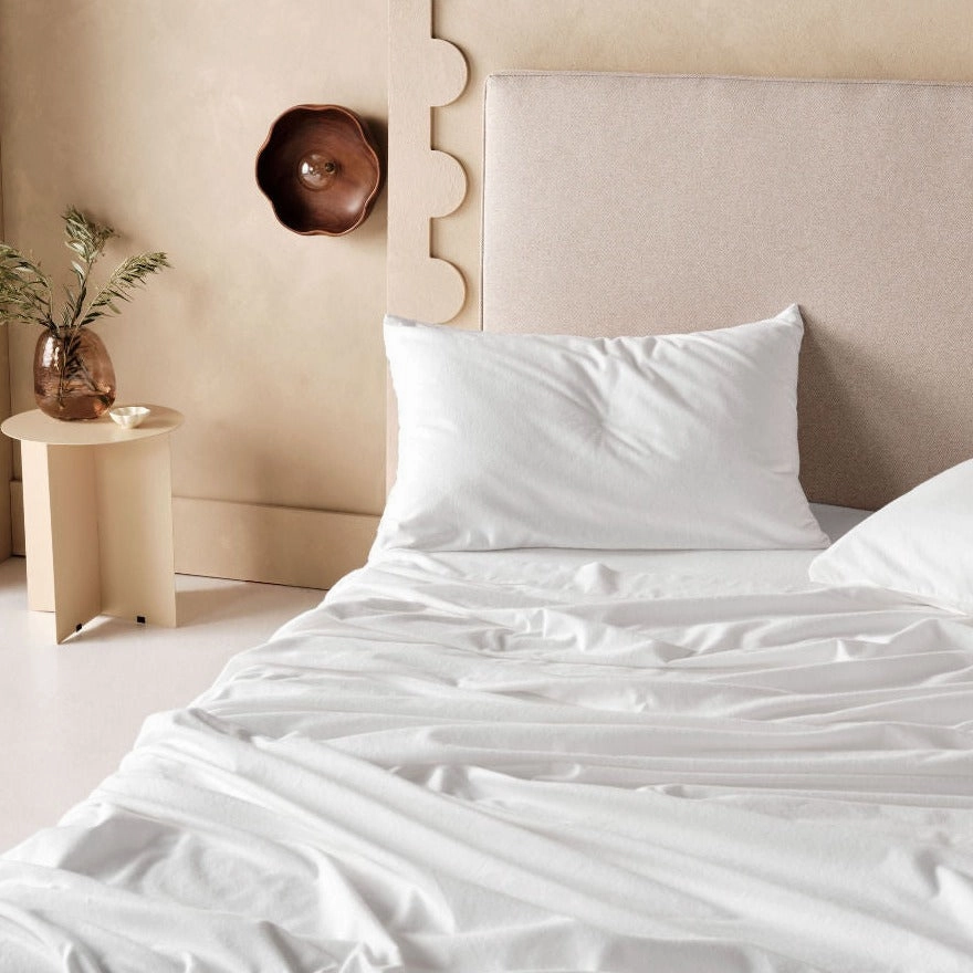 Flannelette Plain-Dyed White Sheet Set by LINEN HOUSE