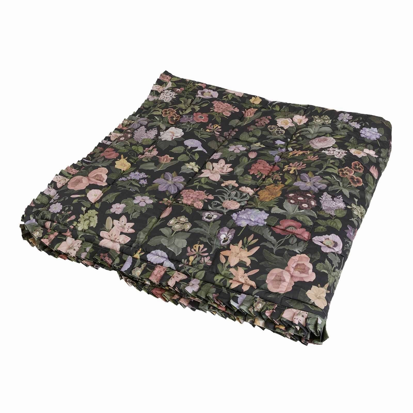 FLORALIA Cotton Sateen Quilt - Noir