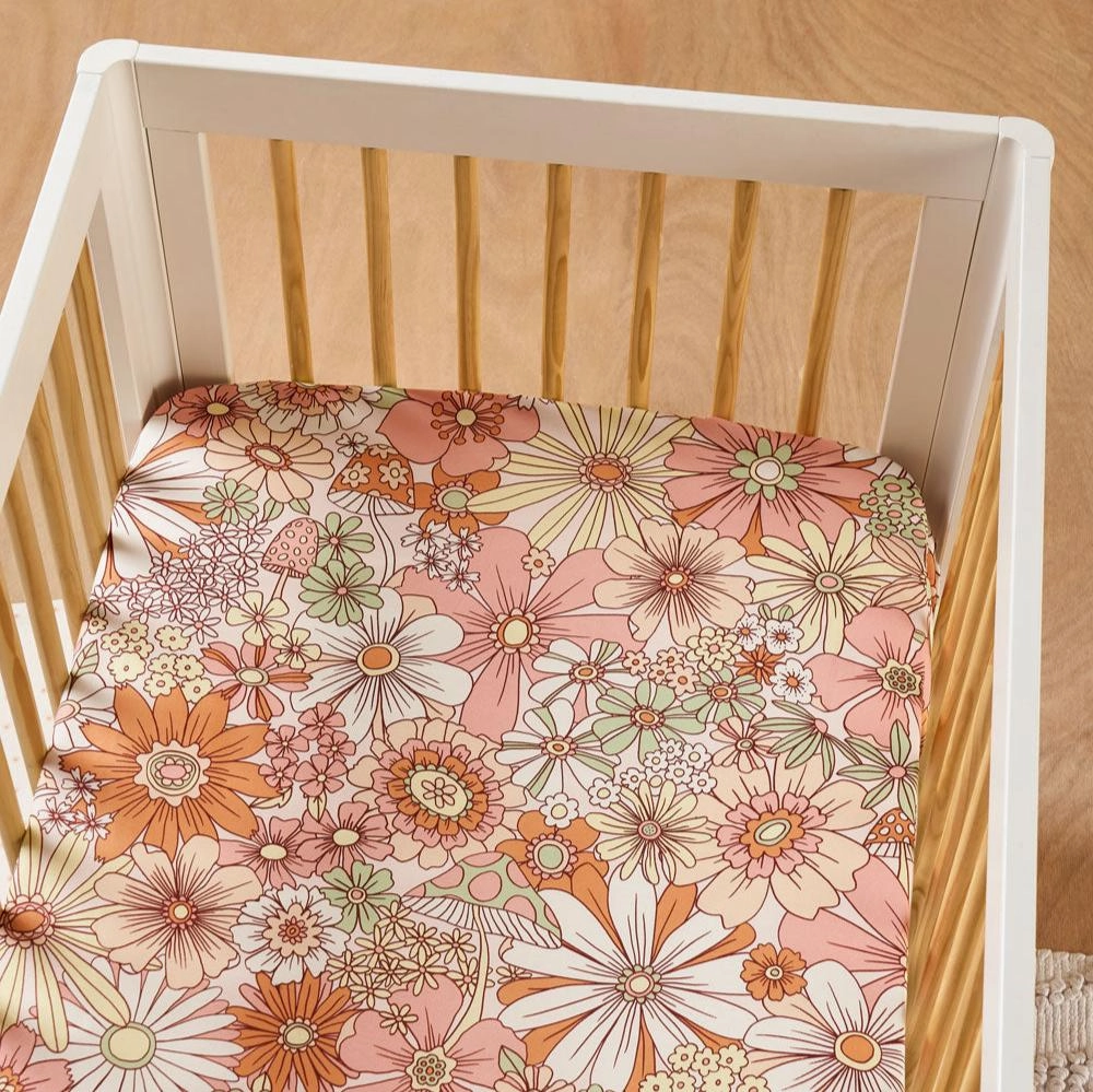 Flower Power 2 Piece Cot Fitted Sheet Set by Linen House Kids