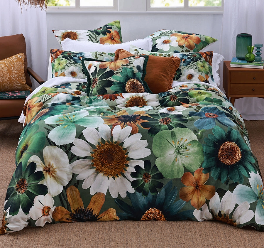 Flowerfield Quilt Cover Set Range Green