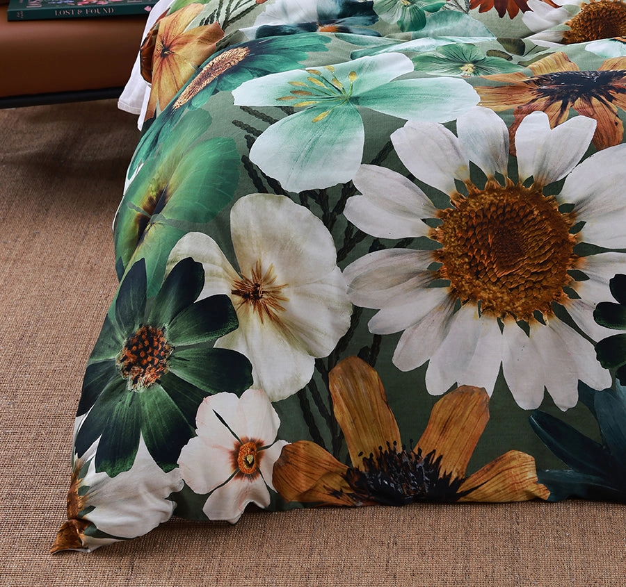 Flowerfield Quilt Cover Set Range Green