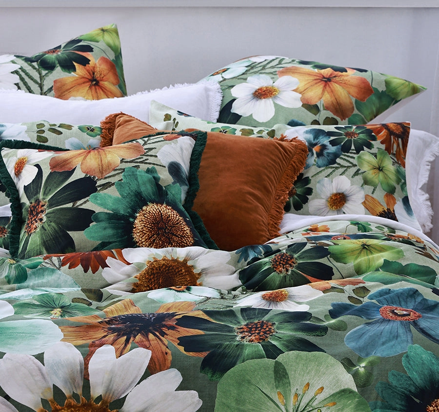 Flowerfield Quilt Cover Set Range Green