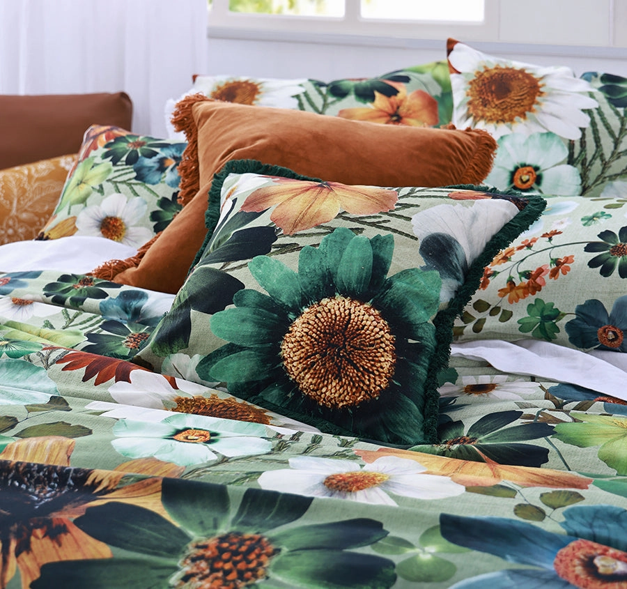 Flowerfield Quilt Cover Set Range Green
