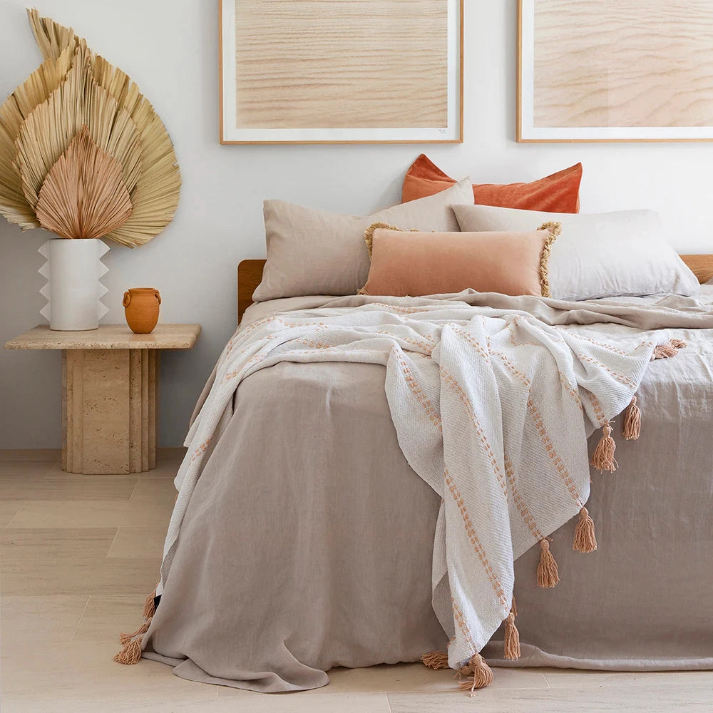 French Linen Quilt Cover Set by Bambury - Pebble