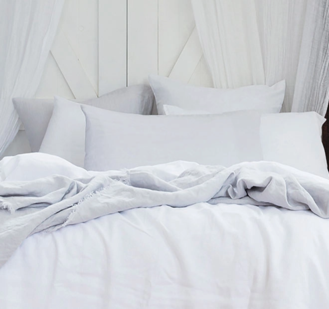 French Linen Quilt Cover Set Range Snow