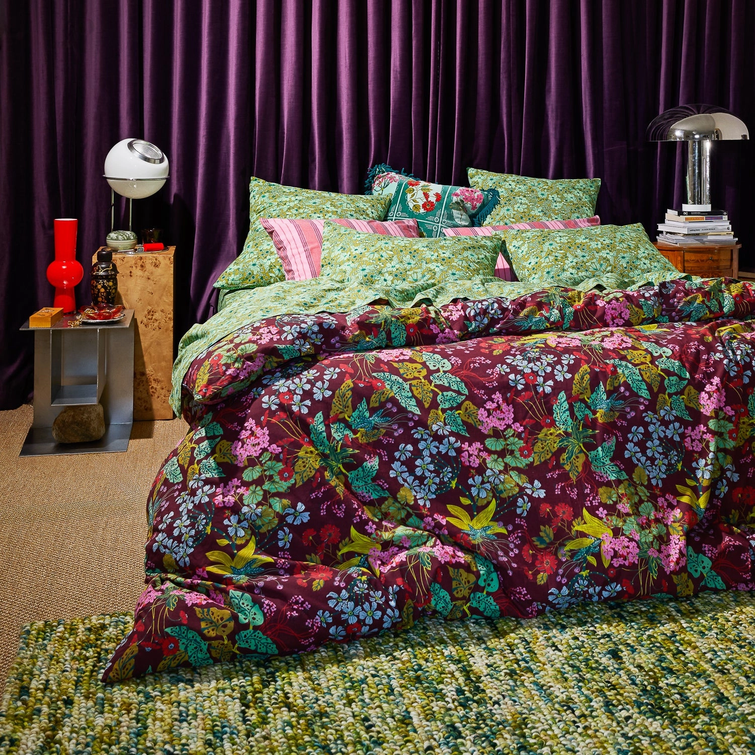 Genevieve Cotton Quilt Cover - Mahogany