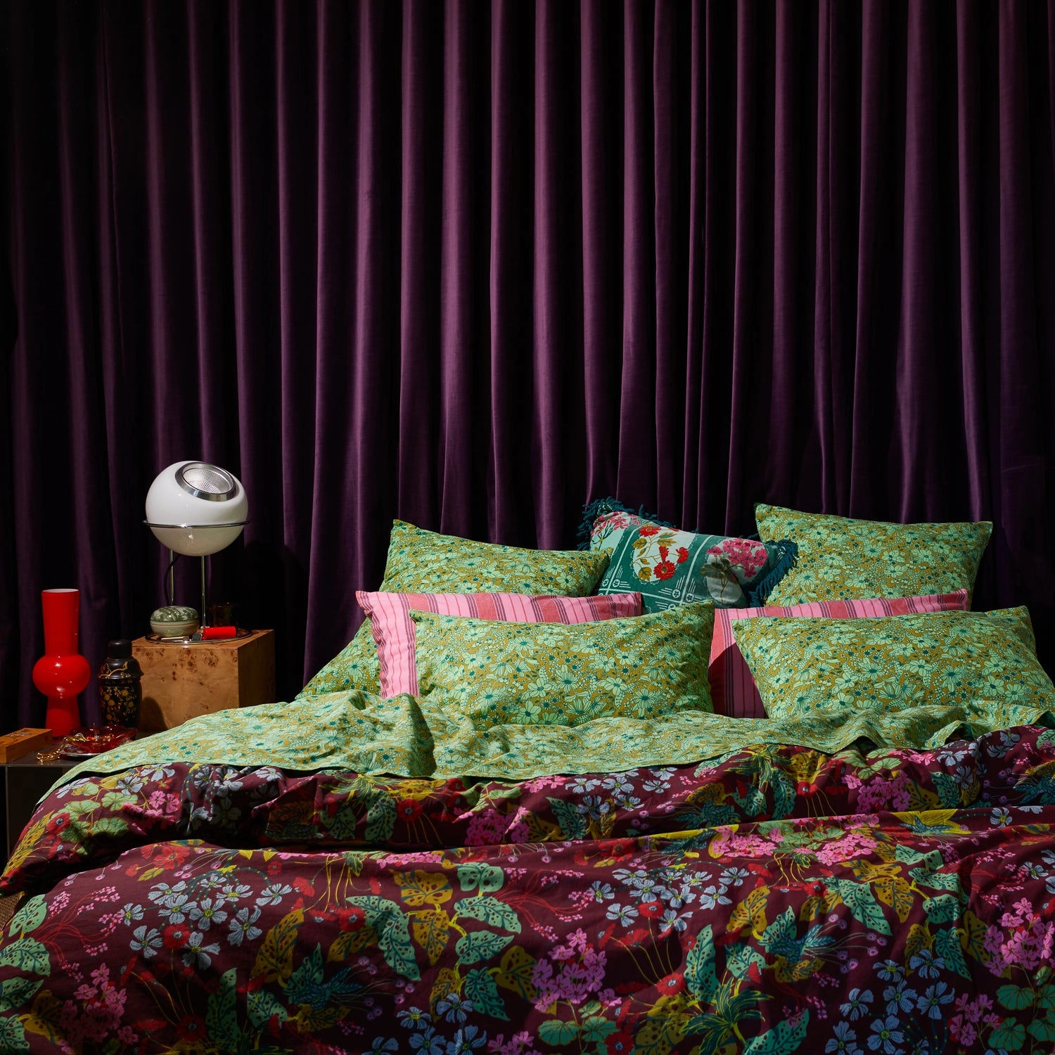Genevieve Cotton Quilt Cover - Mahogany